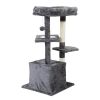 Double Level Cat Tree Stand House Furniture Kittens Activity Tower Posts Kitty Pet Play House - dark gray