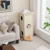 39 Inch Tall Cat Condo with Scratching Posts and 3 Hideaways and 4 Soft Plush Cushions