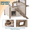 Feral Cat House Outdoor Indoor Kitty Houses with Durable PVC Roof, Escape Door,Curtain and Stair,2 Story Design Perfect for Multi Cats