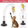 2 Cat Wand Toys with Suction Cup Double Head Interactive Cat Feather Toy 9Pcs Teaser Replacements with Bell Cats Self Playing Hanging Indoor Cat Toy