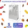 Pack of 5 Metallic Reusable Hot Or Cold Insulated Thermal Cooler Bags 13 x 19 x 7.5 Food; Lunch; Storage Thermal Carry Bags 13x19x7.5 Grocery; Fruit;