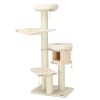 4-Layer 68.5-Inch Wooden Cat Tree Condo Activity Tower with Sisal Posts