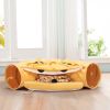 Cat's Telescopic Tunnel Cushioned Bed Pet Nest Teasing Balls Zipper Connection Feline Supplies, Yellow