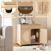 Cat Litter Box Enclosure with Sisal Scratching Doors and Storage