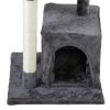 Double Level Cat Tree Stand House Furniture Kittens Activity Tower Posts Kitty Pet Play House - dark gray