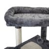 Double Level Cat Tree Stand House Furniture Kittens Activity Tower Posts Kitty Pet Play House - dark gray