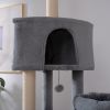 Cat Tree, 105-Inch Cat Tower for Indoor Cats, Plush Multi-Level Cat Condo with 3 Perches, 2 Caves, Cozy Basket and Scratching Board, GRAY COLOR