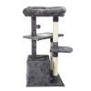 Double Level Cat Tree Stand House Furniture Kittens Activity Tower Posts Kitty Pet Play House - dark gray