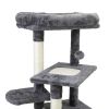 Double Level Cat Tree Stand House Furniture Kittens Activity Tower Posts Kitty Pet Play House - dark gray