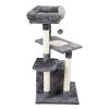 Double Level Cat Tree Stand House Furniture Kittens Activity Tower Posts Kitty Pet Play House - dark gray