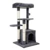 Double Level Cat Tree Stand House Furniture Kittens Activity Tower Posts Kitty Pet Play House - dark gray