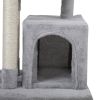 Double Level Cat Tree Stand House Furniture Kittens Activity Tower Posts Kitty Pet Play House - light gray