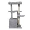 Double Level Cat Tree Stand House Furniture Kittens Activity Tower Posts Kitty Pet Play House - light gray