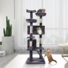 Cat Tree Cat Tower with Scratching Ball, Plush Cushion, Ladder and Condos for Indoor Cats, Gray