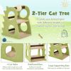 2-Tier Modern Cat Tree for Indoor Cats with Rotatable Sisal Scratching Ball