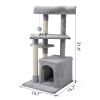 Double Level Cat Tree Stand House Furniture Kittens Activity Tower Posts Kitty Pet Play House - light gray