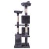 Cat Tree Cat Tower with Scratching Ball, Plush Cushion, Ladder and Condos for Indoor Cats, Gray