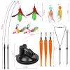 2 Cat Wand Toys with Suction Cup Double Head Interactive Cat Feather Toy 9Pcs Teaser Replacements with Bell Cats Self Playing Hanging Indoor Cat Toy