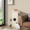 39 Inch Tall Cat Condo with Scratching Posts and 3 Hideaways and 4 Soft Plush Cushions