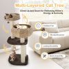 41 Inch Rattan Cat Tree with Napping Perch