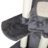 Double Level Cat Tree Stand House Furniture Kittens Activity Tower Posts Kitty Pet Play House - dark gray