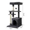 Double Level Cat Tree Stand House Furniture Kittens Activity Tower Posts Kitty Pet Play House - dark gray