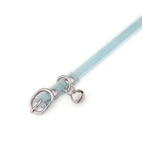 Pet Collar Kitten Collar Soft Leather Glittered PU Leather Material Pet Collar Adjustable Belt Collar (Color: Blue)