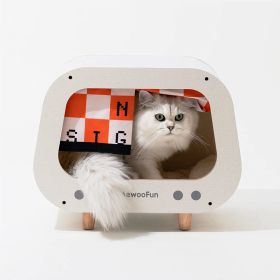 Mewoofun Wood Indoor Cat Shelter Furniture Large Cat House Cat Condo TV Cat Bed (style: QM008)