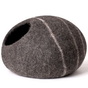 Cat Cave Bed -Handmade Wool Cat Bed Cave with Mouse Toy (Color: as Pic)