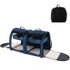 Double Compartment Pet Carrier with 2 Removable Hammocks