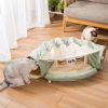 Cat Tunnel Toy Bed with Cushion Mat with Pop up Collapsible 2 Way Tube and Scratching Ball Interactive Toy Peak Hole Hideout House for Cat Puppy Kitte