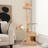 4-Layer Wooden Cat Tree 51" Tall Cat Tower with Condo and Washable Cushions